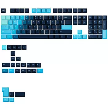 Keycaps GLORIOUS GPBT Gradient Celestial Ice – ANSI rozloženie, PBT farbosublimačná sada keycaps