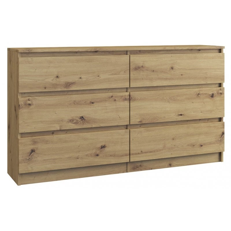 Komoda Topeshop M6 140 ARTISAN dub 6 zásuviek