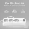 Predlžovacia zásuvka DIGITUS 3-násobná s 2×USB-A a 1×USB-C, 3 AC zásuvky typ E/F, 1,5 m kábel, biela