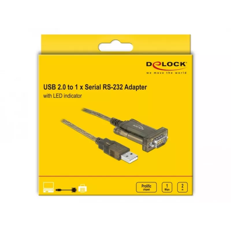 Sériový kábel DeLOCK 64073 USB Type-A DB-9 transparentný 2m