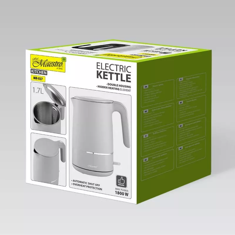 Maestro MR-037 kanvica na vodu 1,7 L 1800 W (MR-037-GREY) sivá