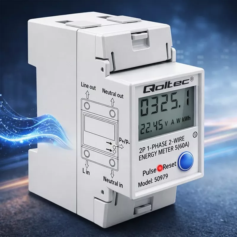Elektromer QOLTEC jednofázový na DIN lištu 230V (MPN 50979)
