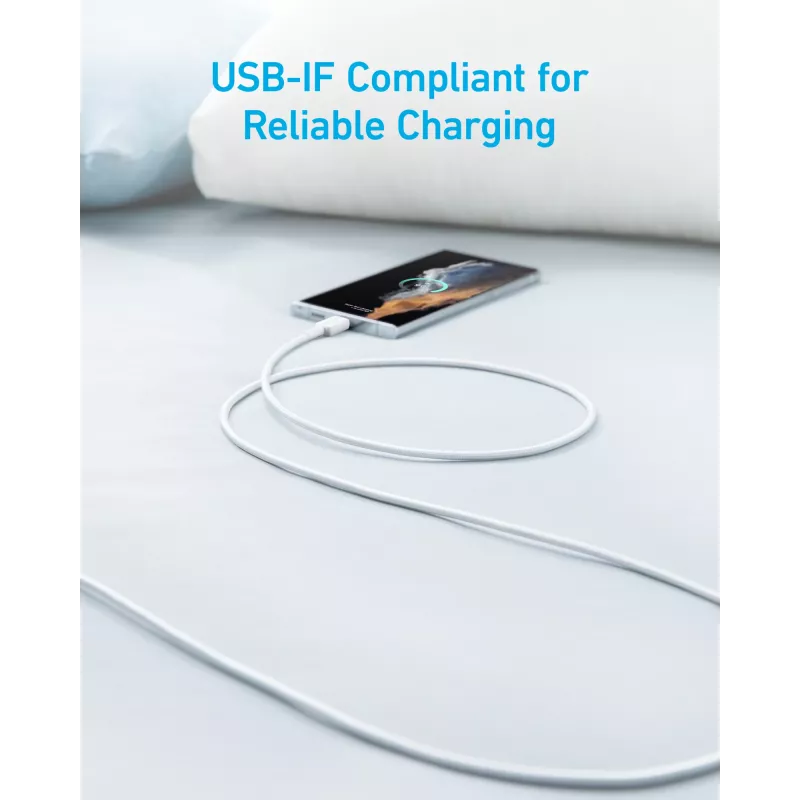 USB kábel Anker 322 1,8 m USB A USB C biely