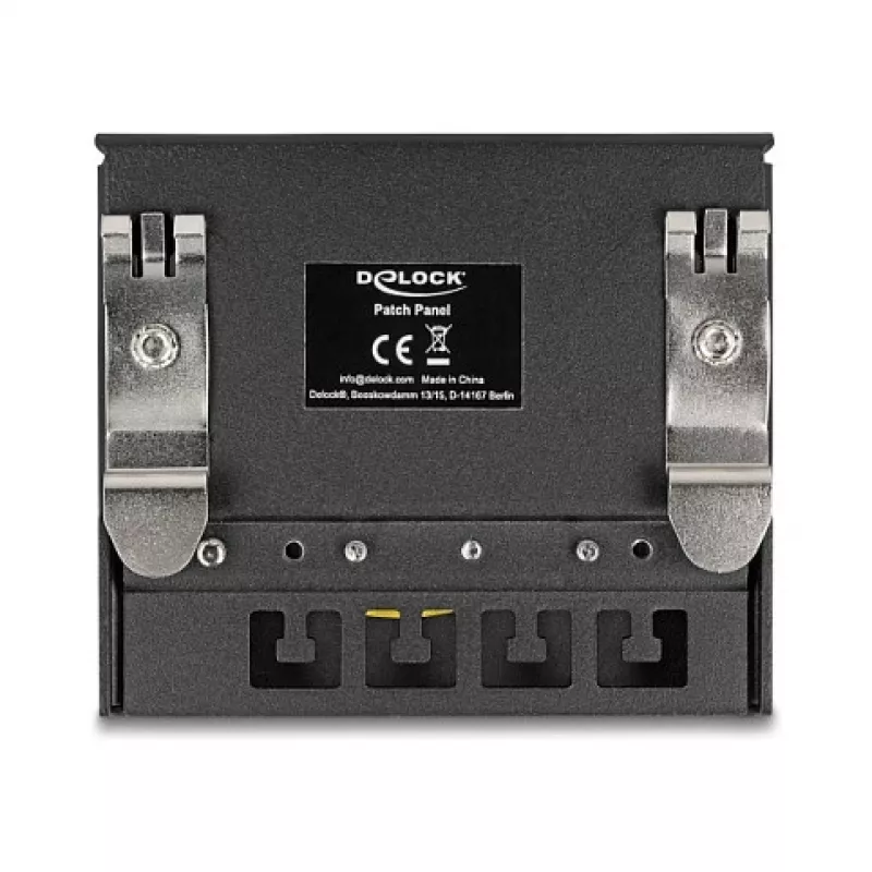Patch panel DELOCK Mini Desktop RJ45 4 porty Cat.6A tienený čierny, kov, 90×22×93 mm