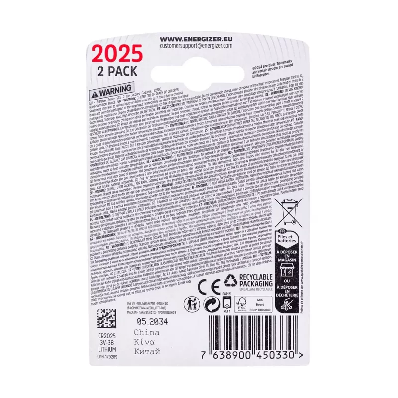 ENERGIZER BATÉRIA SPECIALIZED CR2025/2, 3V, ECO