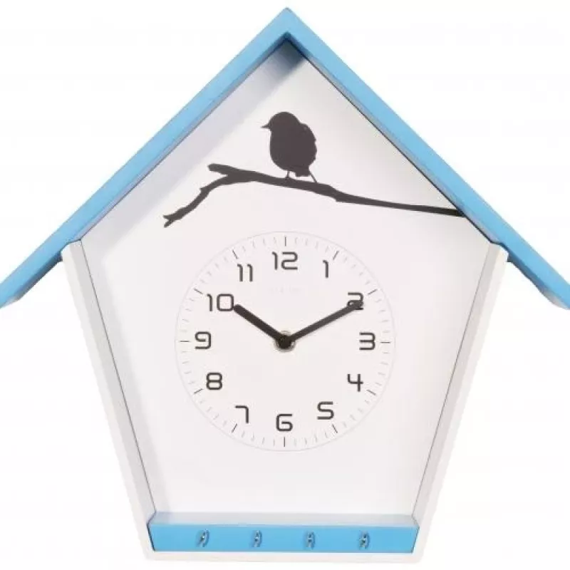 NeXtime hodiny 3109bl Cuckey, 30,5x33x11 cm, nástenné, modrá/biela