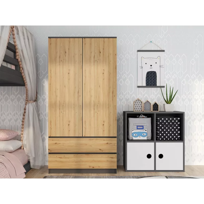 Topeshop SZAFA MALWA AN/AR K spálňová šatníková skriňa 5 políc 2 dvere