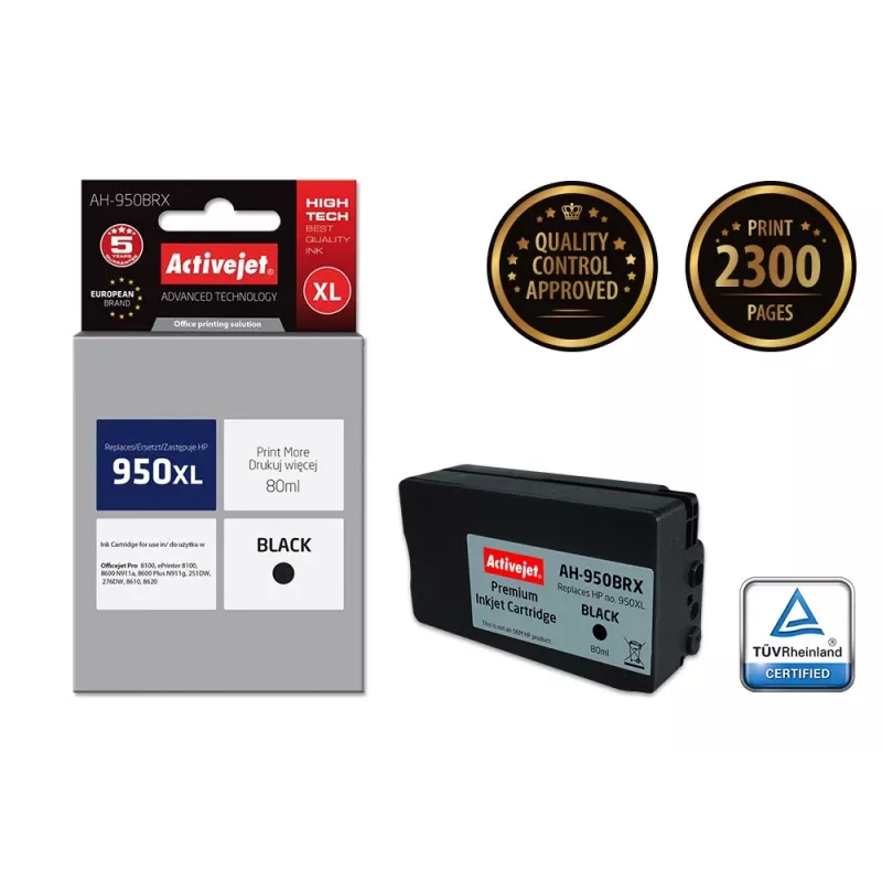 Activejet AH-950BRX atrament (náhrada za HP 950XL CN045AE; Premium; 80 ml; čierny)