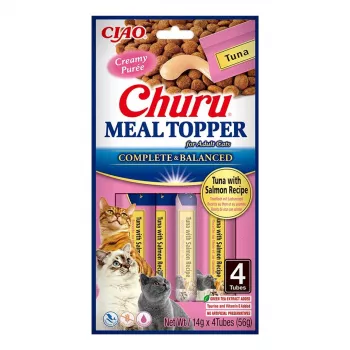 Topper na mačacie krmivo INABA Churu Meal Topper tuniak s lososom, 4 x 14 g vrecká