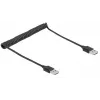 Špirálový kábel DeLOCK EASY-USB 2.0 Type-A konektor samec na Type-A konektor samec 0,5 m až 0,8 m čierny