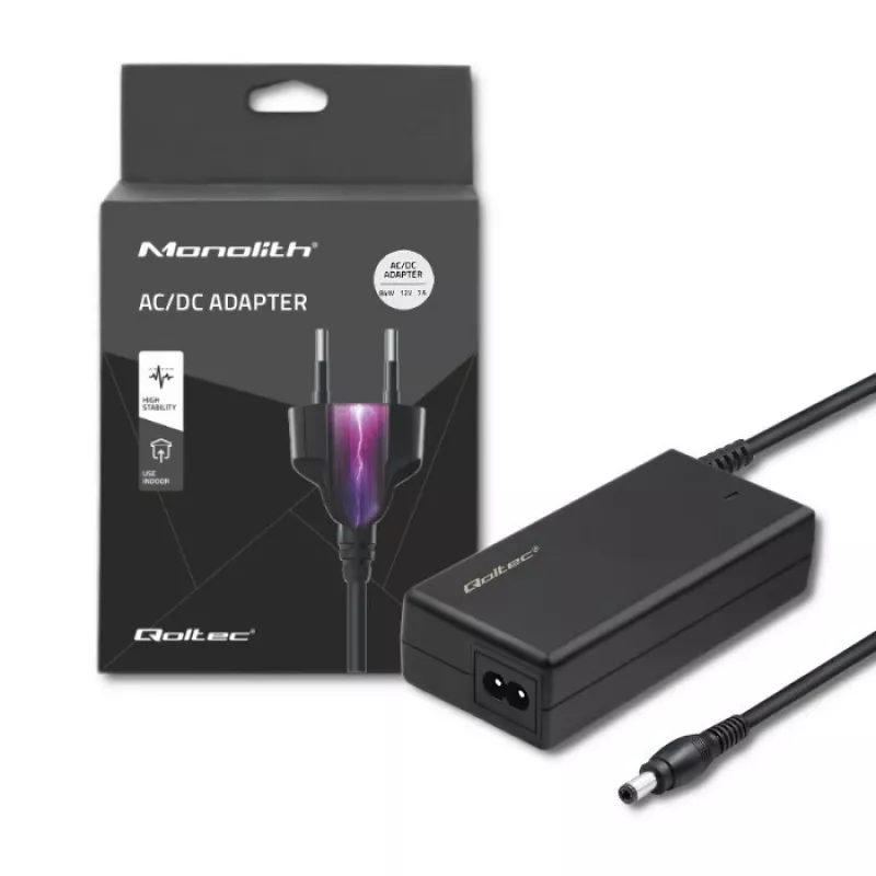 Qoltec 84W stolný napájací zdroj | 12V | 7A | 5,5*2,5 | + napájací kábel