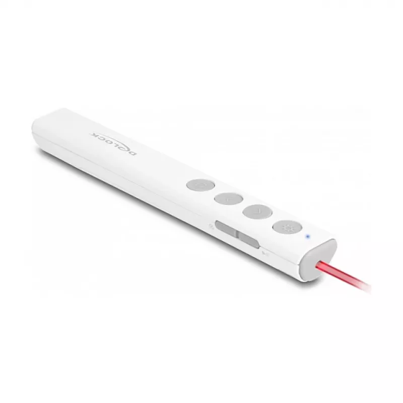 DeLOCK USB laserový prezentér biely bezdrôtový USB RF Nano prijímač