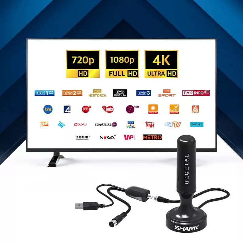 Auto DVB-T anténa Shark SHA301CAR s aktívnym zosilňovačom pre príjem TV v automobile