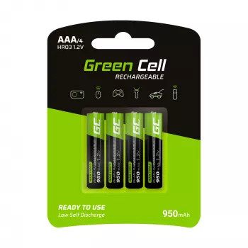 Nabíjateľná batéria Green Cell GR03 AAA NiMH 1,2 V 950 mAh – balenie 4 ks, blister
