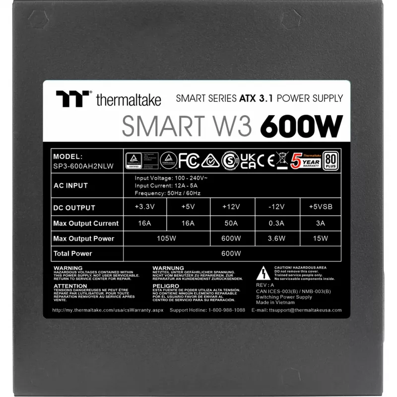 Napájací zdroj Thermaltake Smart W3 600 W