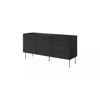 Komodová skriňa cama meble HOLE 152x42,5x74,5 cm matná čierna, drevotrieska, rám 16 mm