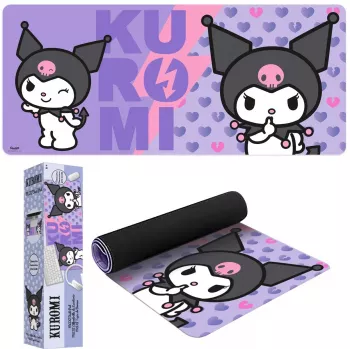 Podložka pod myš Kids Euroswan 80x30 cm Hello Kitty Kuromi, veľká obdĺžniková herná/pracovná podložka