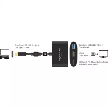 DeLOCK - externý video adaptér - VL101 - USB-C 3.1 - HDMI - sivý - retail (62991)