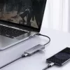 USB hub Aukey CB-H36 — 4-port USB 3.2 Gen 1 Type-A, host USB 2.0, 5000 Mbit/s, hliník strieborný