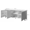 MARMO 3D komoda 200x45x80,5 cm biela matná/mramor biela