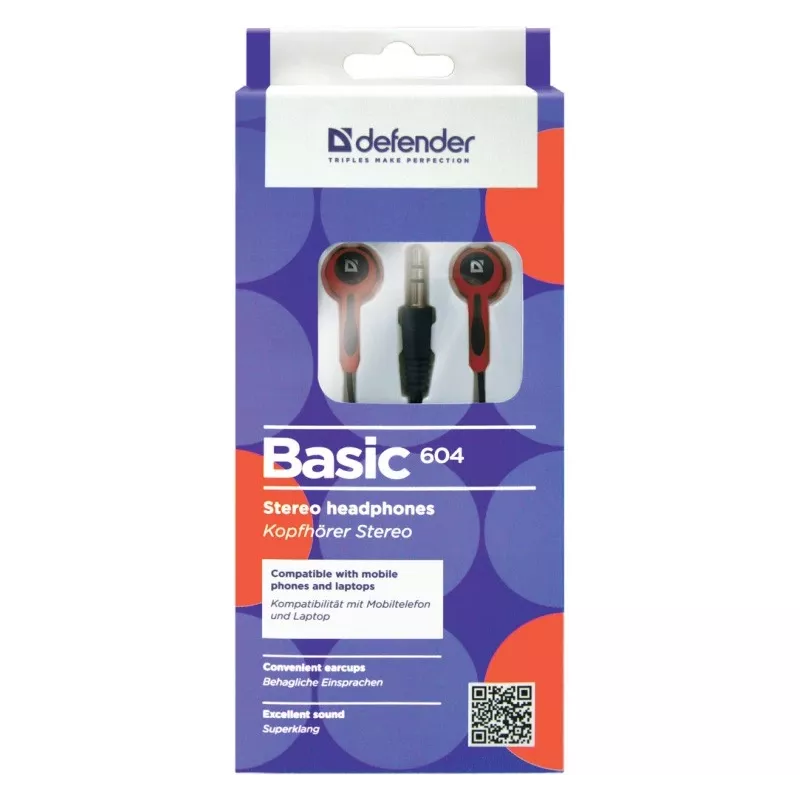 Slúchadlá Defender BASIC 604 čierno-červené