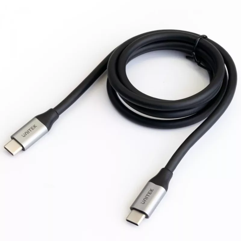 USB-C na USB-C dátový a nabíjací kábel Unitek C14082ABK 1 m, USB 3.2 Gen 2 (10 Gbit/s), 100 W PD, čierny