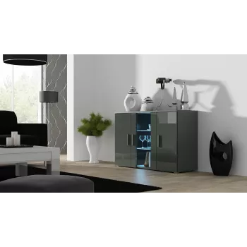 Cama komoda 120 cm SOHO S7 sivá/sivá lesklá