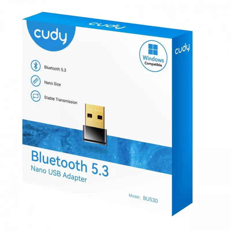 Bluetooth adaptér Cudy BU530 USB Type-A, čierny, Bluetooth výstup, podpora Windows 8.1