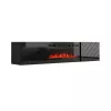 TV skriňa cama meble LUXE 301126 s integrovaným elektrickým krbom, 182,6×34,5×37,5 cm, vysokolesklá čierna