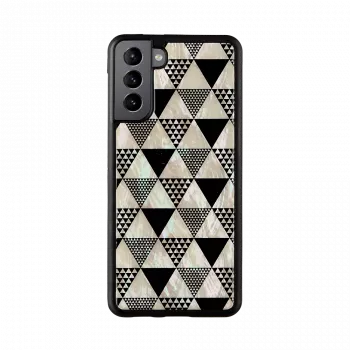 Ochranné puzdro iKins na Samsung Galaxy S21+ — pyramídový vzor, čierna