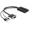 Video adaptérový kábel DeLOCK 62597 0,25 m HDMI Type-A VGA D-Sub 3,5 mm USB Type-A čierny