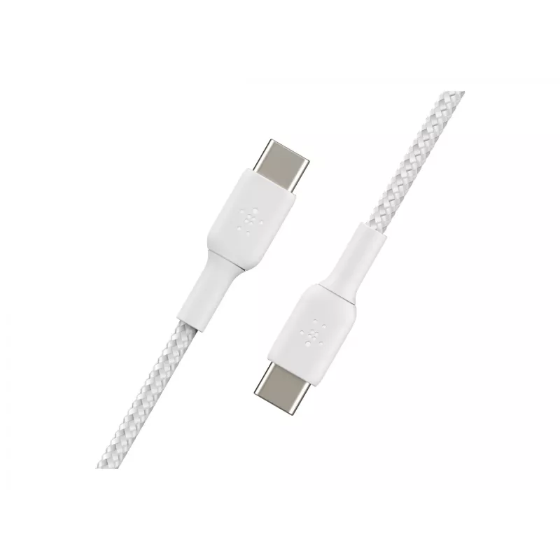 Kábel opletený USB-C na USB-C 1 m biely
