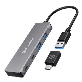 GRAUGEAR G-HUB2A2C-AC rozbočovač USB 3.2 Gen 1 (3.1 Gen 1) Type-A + Type-C 5000 Mbit/s strieborný