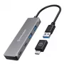 GRAUGEAR G-HUB2A2C-AC rozbočovač USB 3.2 Gen 1 (3.1 Gen 1) Type-A + Type-C 5000 Mbit/s strieborný