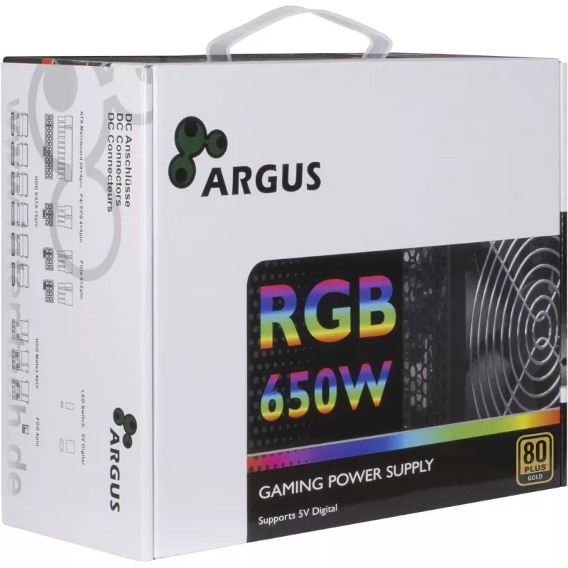 Inter-Tech Argus RGB-650W CM II napájací zdroj 20+4 Pin ATX ATX čierny