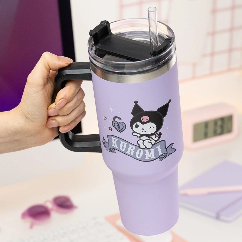 Paladone Hello Kitty Kuromi 900ml izolovaný pohár so slamkou