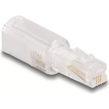 Káblový adaptér DeLOCK 88169 RJ10 transparentný biely pozlátená