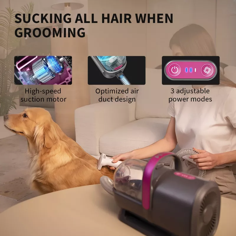 PETKIT AirClipper 5-in-1 LM4 súprava na starostlivosť o srsť zvierat s vysávačom, sivá/biela