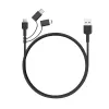 AUKEY CB-BAL5 opletený kábel 3 v 1, Micro USB / USB-C / Lightning, 1,2 m, čierny