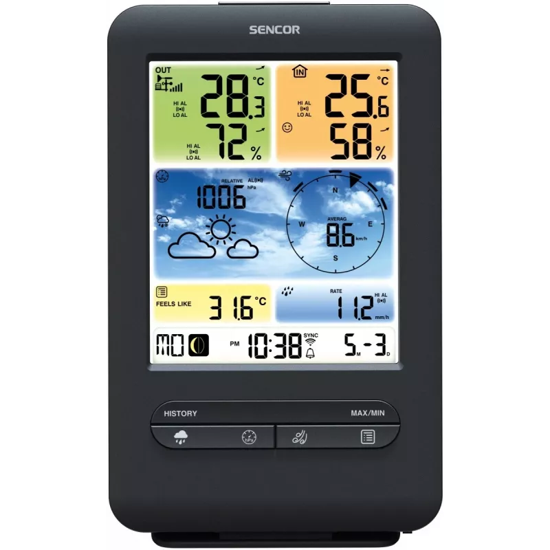 Sencor SWS 9898 profesionálna meteostanica Wi-Fi so senzorom 5-in-1, čierna
