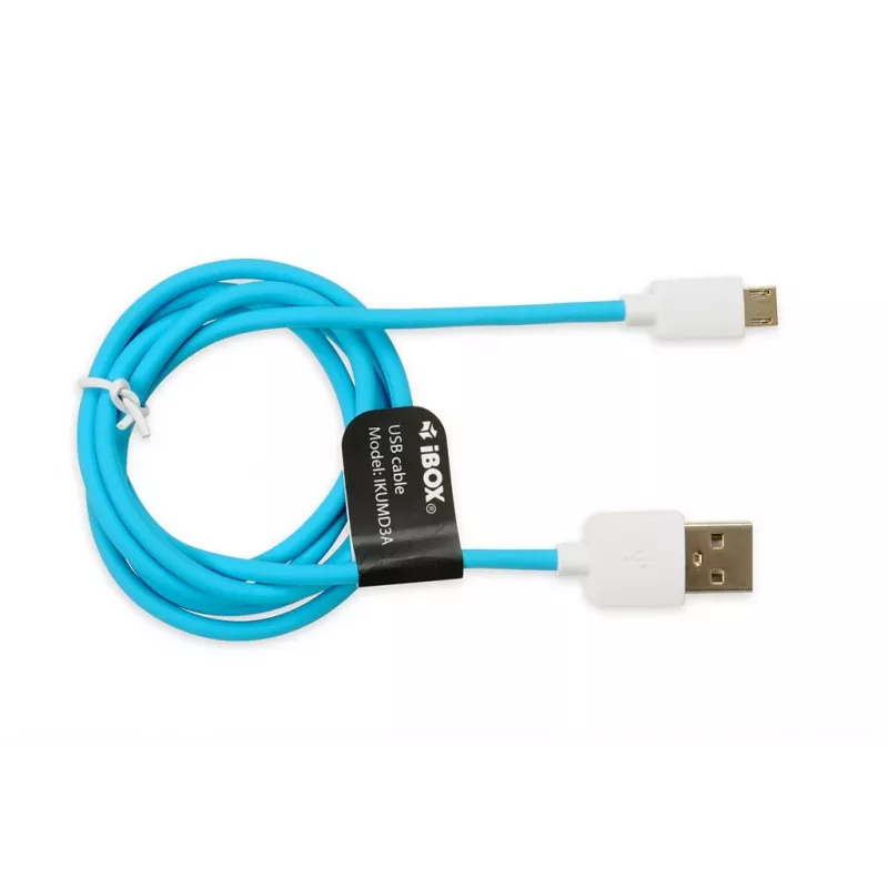 USB 2.0 kábel IBOX IKUMD3A — USB A na Micro-USB B, 1 m, modrý