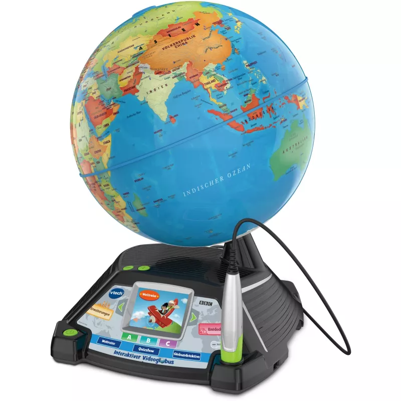 Interaktívny video glóbus VTech 80-605404 — vzdelávací hovoriaci glóbus s audio a interaktívnym obsahom