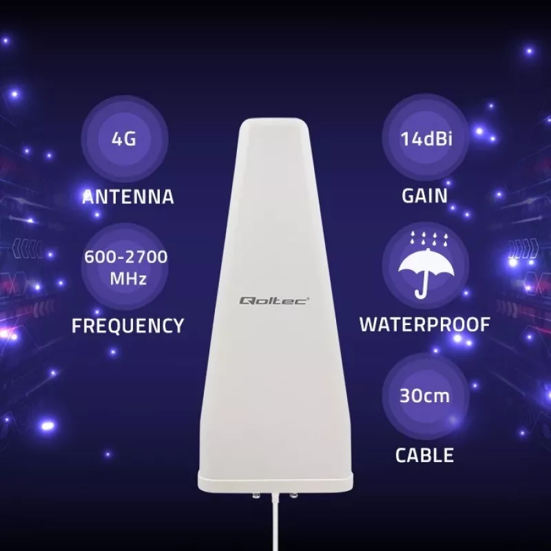 Qoltec 57043 4G LTE DUAL anténa | 14 dBi | všesmerová | vonkajšia