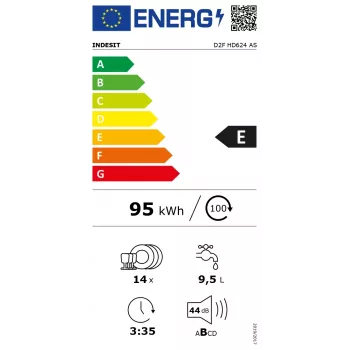Indesit D2F HD624 AS umývačka riadu voľne stojaca 14 súprav