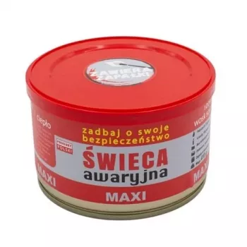 Núdzová sviečka FULER HASKE Pro MAXI 410 g – prírodný sójový vosk, 72 h doba horenia, 99 mm × 65 mm, oceľová plechovka