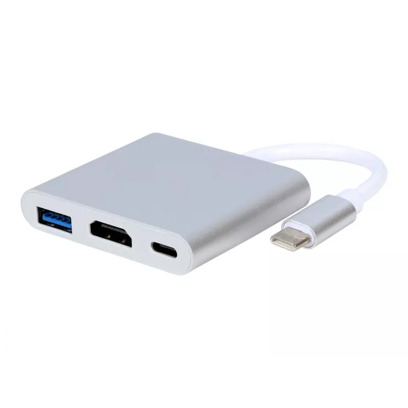 USB grafický adaptér GEMBIRD A-CM-HDMIF-02-SV, HDMI výstup, až do 3840×2160, strieborný, 58,5×51×11,6 mm