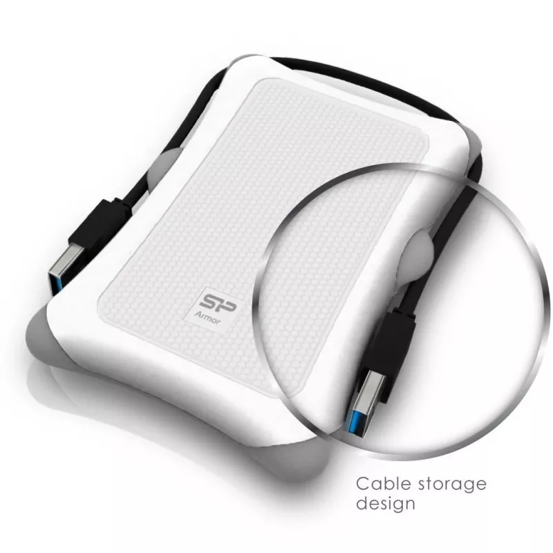 Externý HDD Silicon Power Armor A30 2 TB 2,5 palca USB 3.2 Gen 1, biely, nárazuvzdorný, 256-bit AES