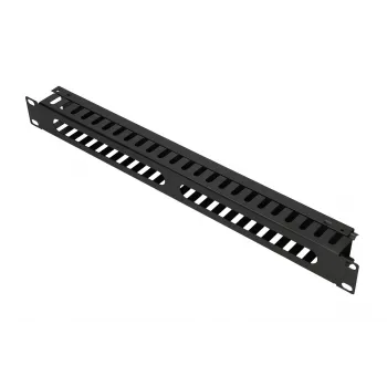 Panel na správu káblov Extralink Cable MANAGER WITH METAL COVER čierny kov 48,3 cm