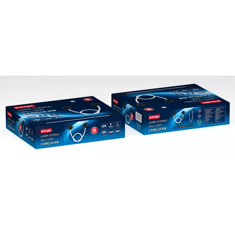 LED nástenné svietidlo ActiveJet AJE-CAMELIA NW — 2400 lm, 4000 K, 16 W, čierna, 1580×120×65 mm, IP20
