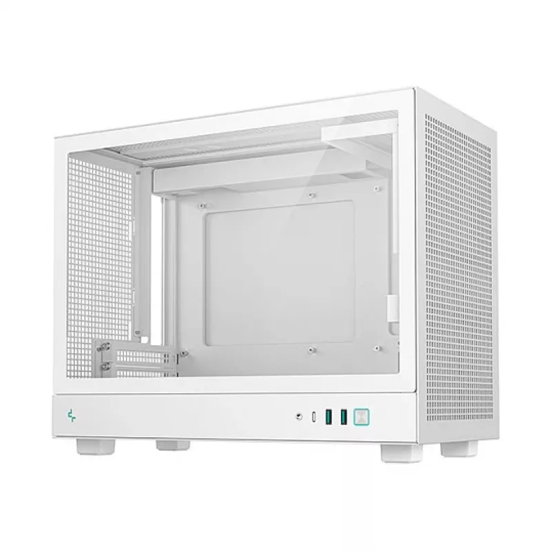 Počítačová skriňa DeepCool CH160 PLUS WH Small Form Factor biela, microATX, tvrdené sklo, USB-C